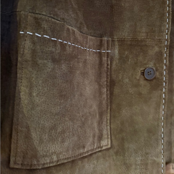Brandon Thomas Brown Suede Women's Jacket Top Stitched Patch Pockets Size Med - Picture 7 of 16